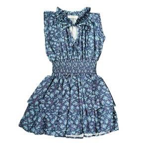 NEW TWEENSTYLE girl's ditzy print tie neck smocked dress in blues